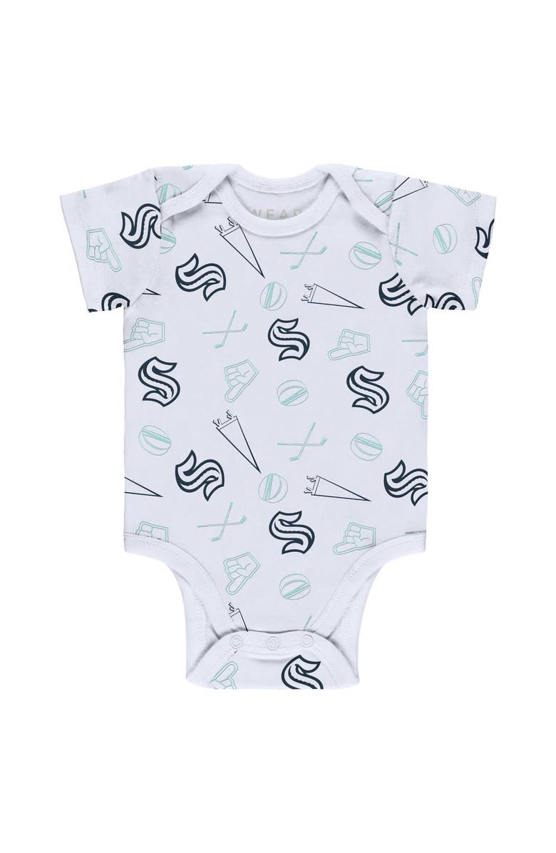 WEAR by Erin Andrews Newborn & Infant WEAR by Erin Andrews Gray/White/Navy Seattle Kraken Three-Piece Turn Me Around Bodysuit & Pants Set, Alternate, color, Gray