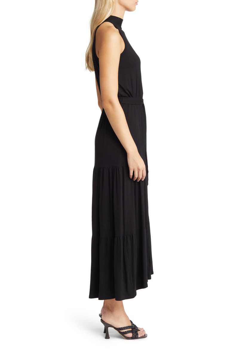 Tiered Halter Maxi Dress, Alternate, color, BLACK