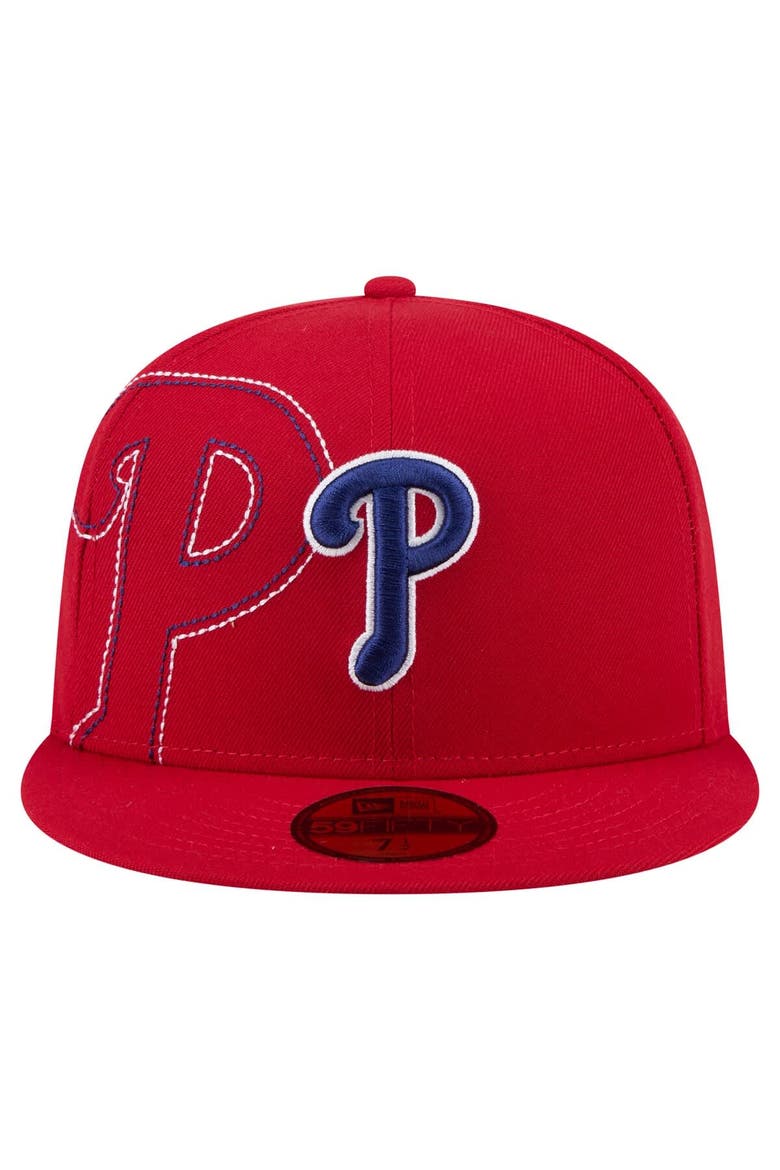 Men's New Era Red Philadelphia Phillies Yarn Stitch 59FIFTY Fitted Hat, Alternate, color, Red