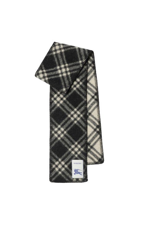 Narrow Check Wool Scarf