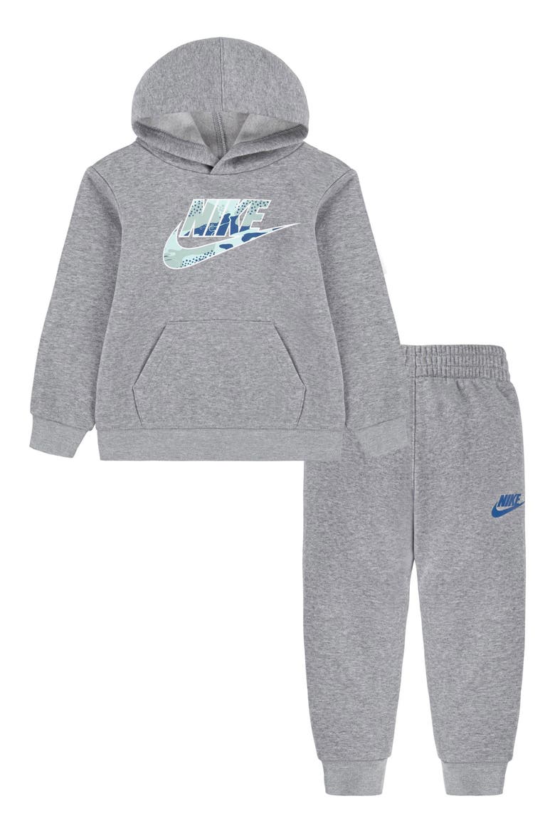 Kids' Futura Logo Fleece Sweatshirt & Joggers Set, Main, color, DARK GREY HEATHER