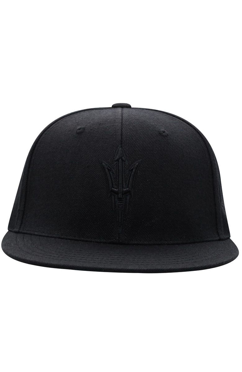 TOP OF THE WORLD Men's Top of the World Arizona State Sun Devils Black On Black Fitted Hat, Alternate, color, 
