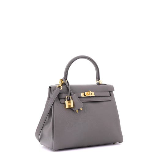 Pre-owned Hermes Hermes Kelly Handbag Grey Togo With Gold Hardware 25 In Gray