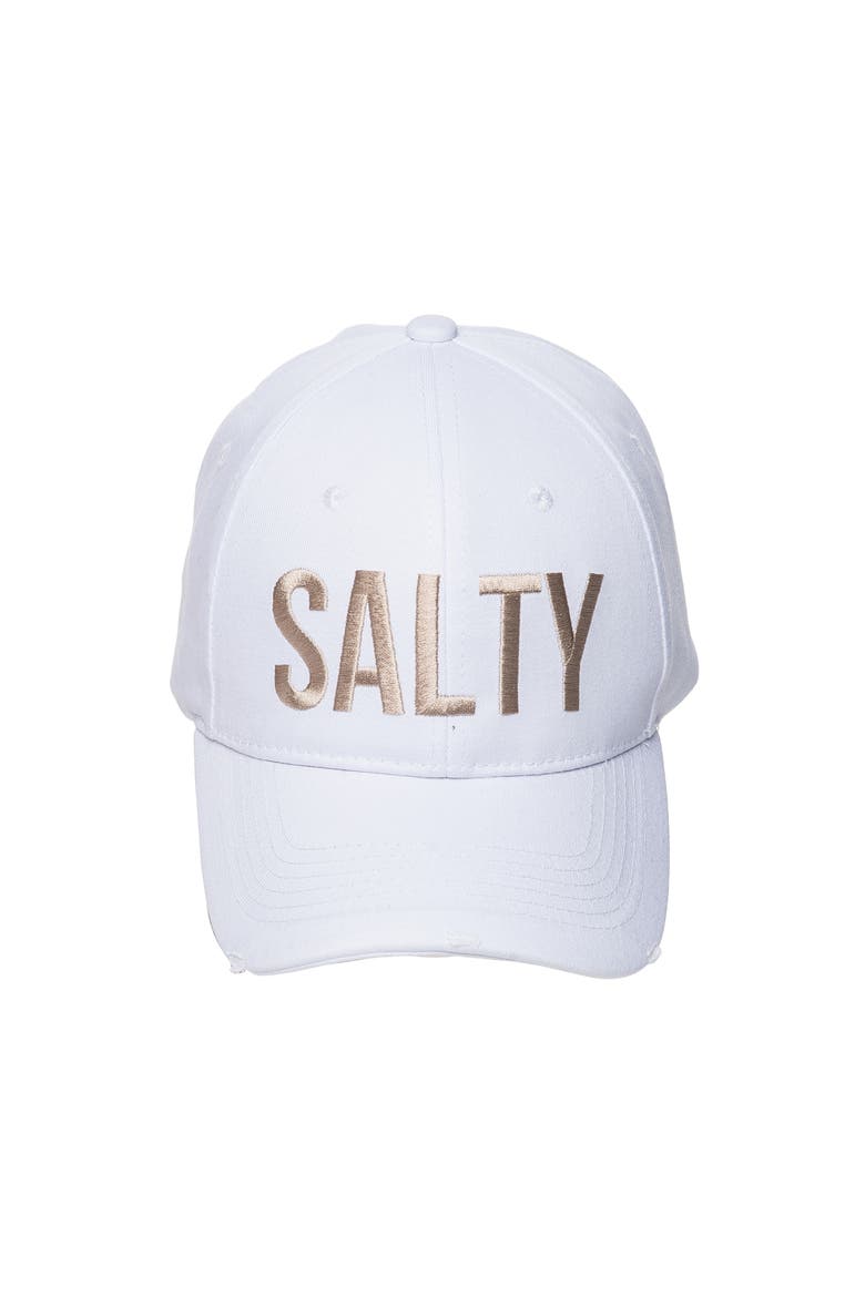 White Distressed Salty Hat Cotton White, Main, color, White