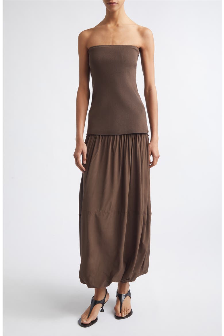 Strapless Balloon Hem Dress, Main, color, CEDAR