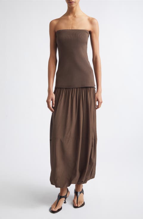 Strapless Balloon Hem Dress