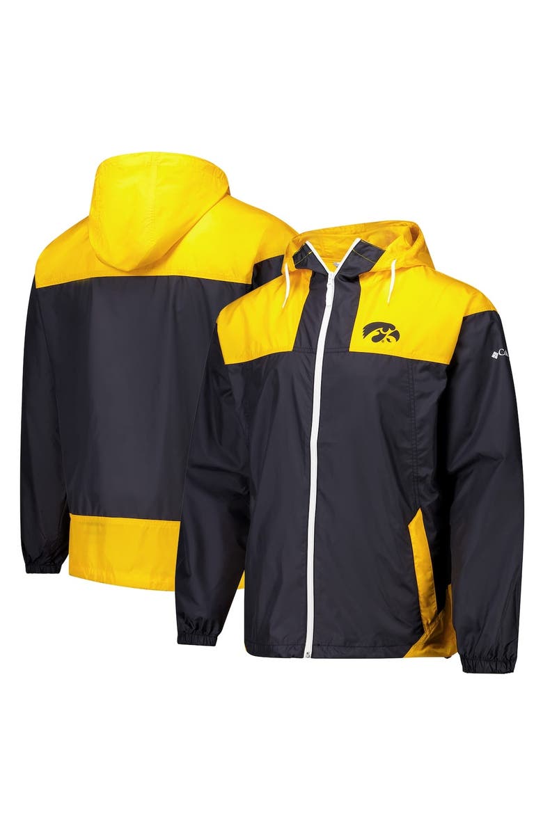 Men's Columbia Black Iowa Hawkeyes Flash Challenger II Omni-Shade Full-Zip Windbreaker Jacket, Alternate, color, Black