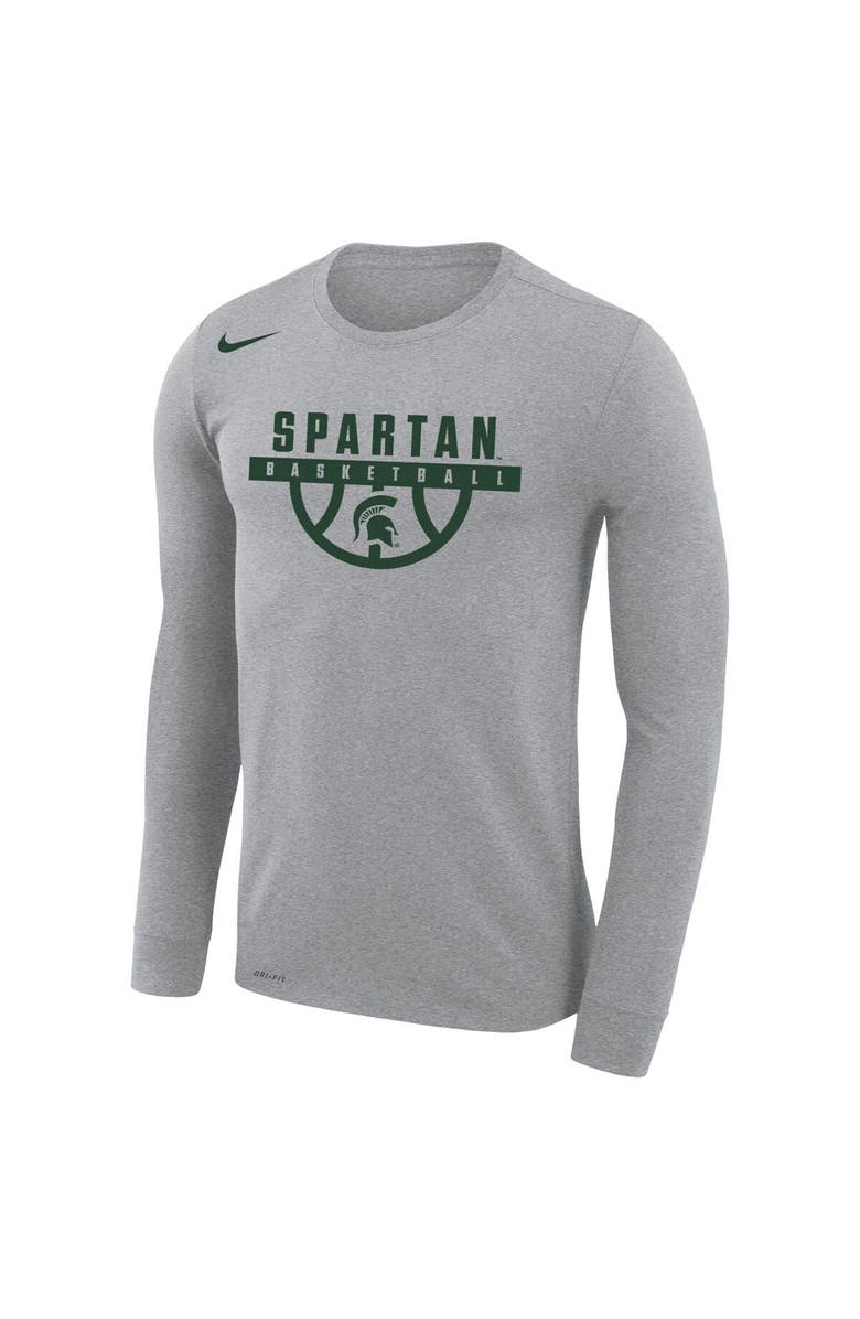 Nike Men's Nike Gray Michigan State Spartans Basketball Drop Legend Long Sleeve Performance T-Shirt, Alternate, color, 