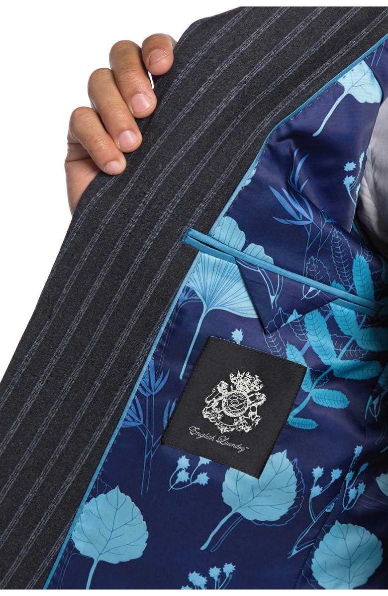 English Laundry Dark Grey Stripe Two Button Notch Lapel Wool Slim Fit 3-Piece Suit, Alternate, color, 