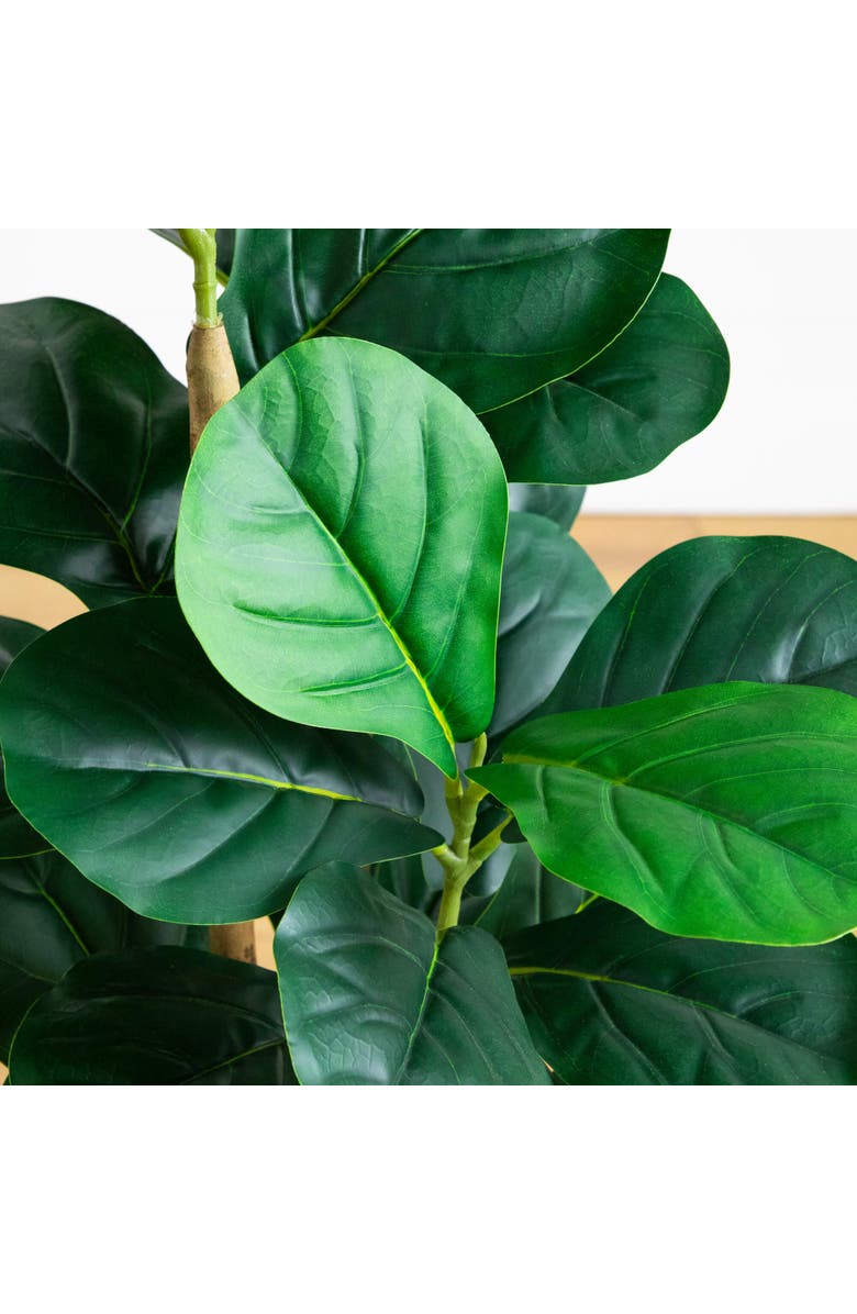 NEARLY NATURAL 3-ft Artificial Fiddle Leaf Tree in Decorative White Planter, Alternate, color, Green/Brown