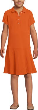 Lands' End School Uniform Girls Short Sleeve Mesh Pleated Polo Dress