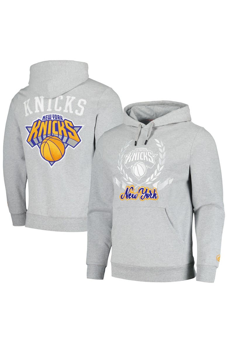 Unisex FISLL Heather Gray New York Knicks Heritage Crest Pullover Hoodie, Main, color, Heather Gray