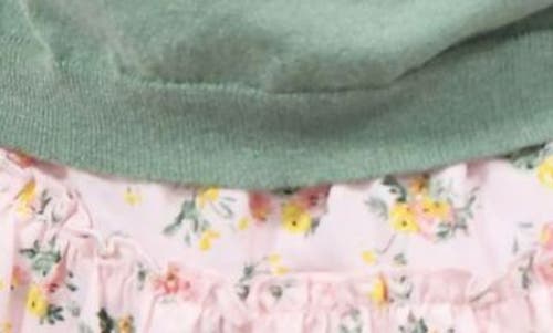 Shop Zunie Kids' Love Sweater & Tiered Skirt Set In Sage/blush