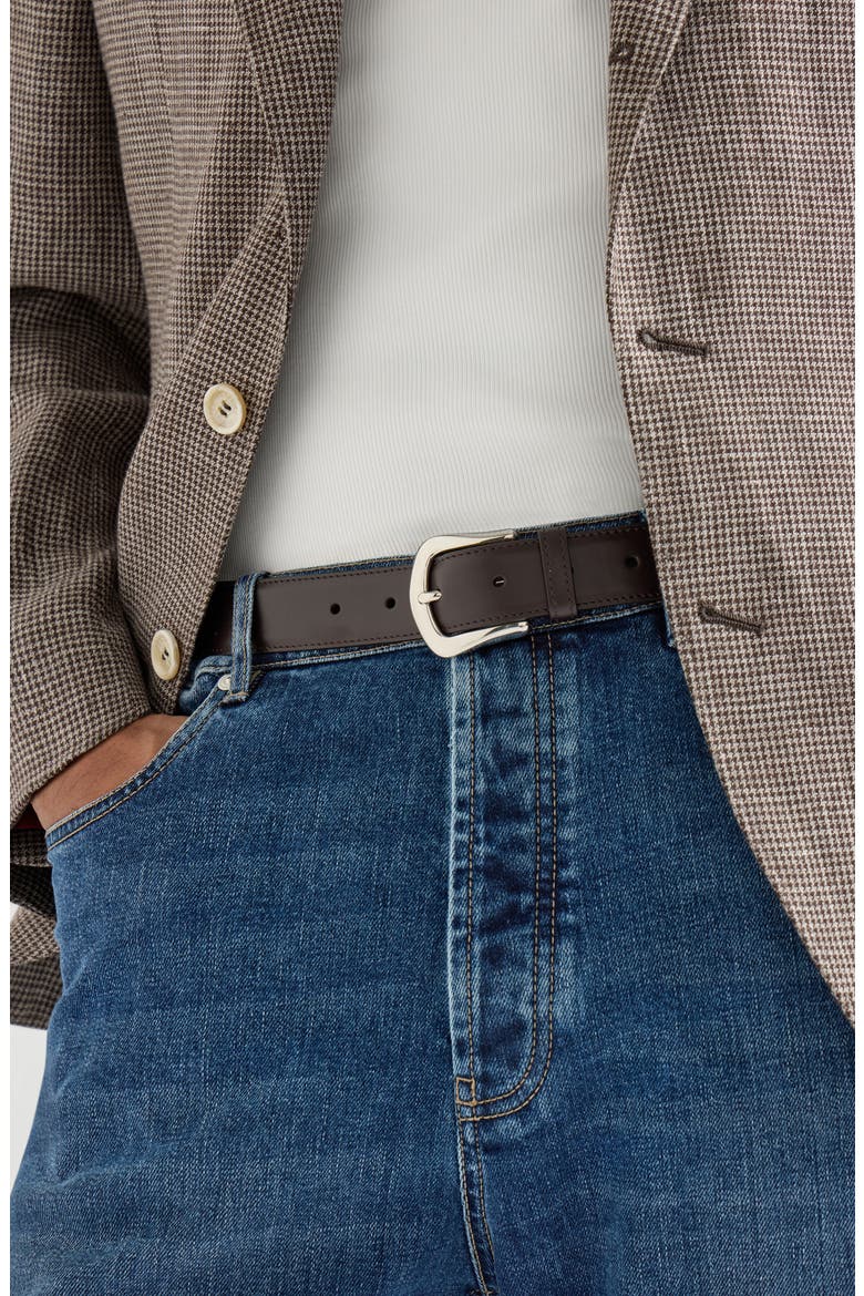 Calfskin belt, Alternate, color, Brown