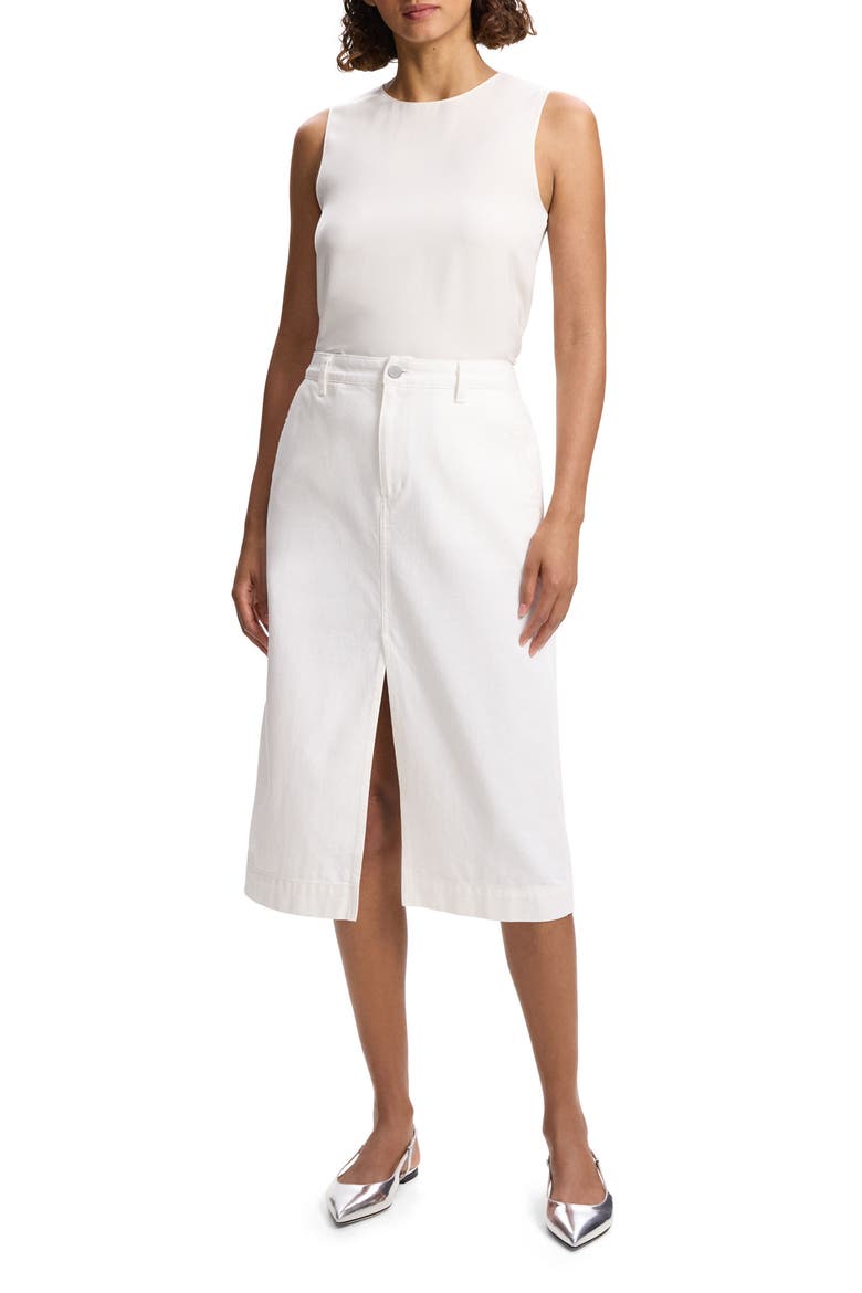 Front Slit Denim Midi Skirt, Alternate, color, OPTIC WHITE