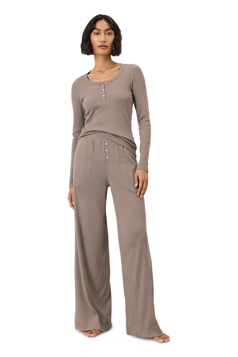Dream Rib Slim Henley Made With Organic Cotton, Alternate, color, Cinder