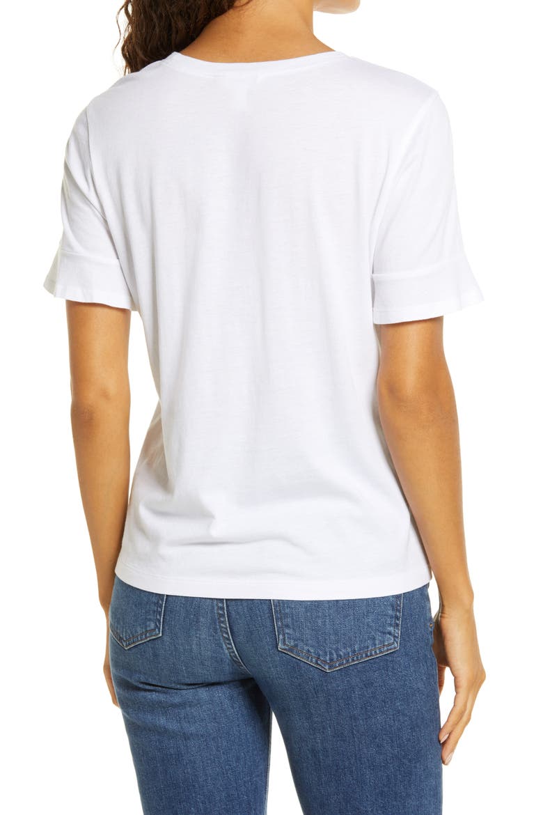 Ruffle Cuff T-Shirt, Alternate, color, WHITE