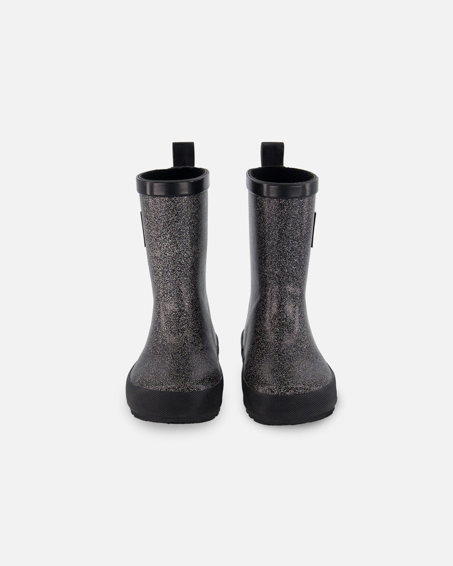 Deux par Deux Girl's Rain Boots Glittering Black, Main, color, 