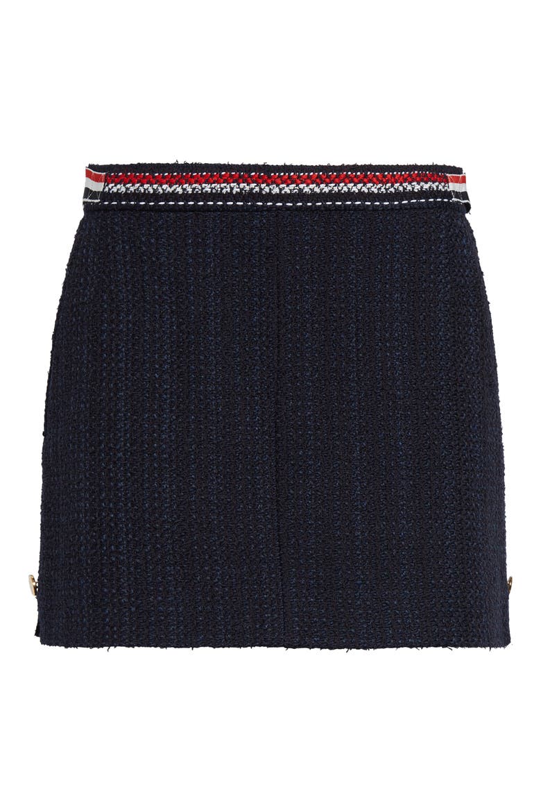 Side Tab Tweed Miniskirt, Alternate, color, NAVY