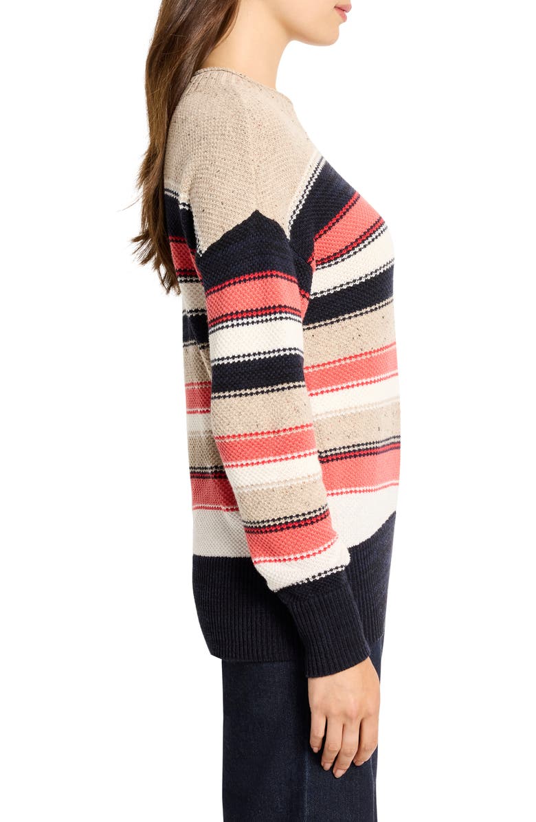 NIC+ZOE Nep Stripe Cotton Blend Sweater, Alternate, color, Red Multi