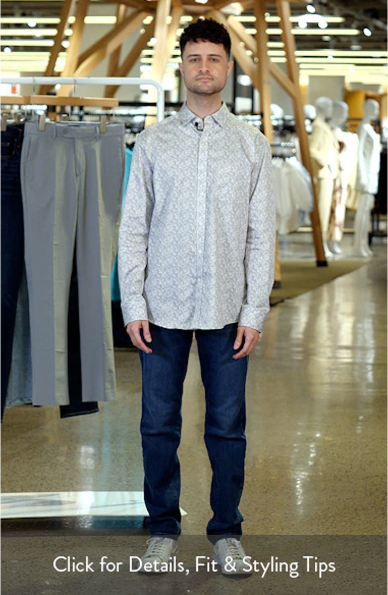 Circle Grid Print Button Down Shirt, sales video thumbnail