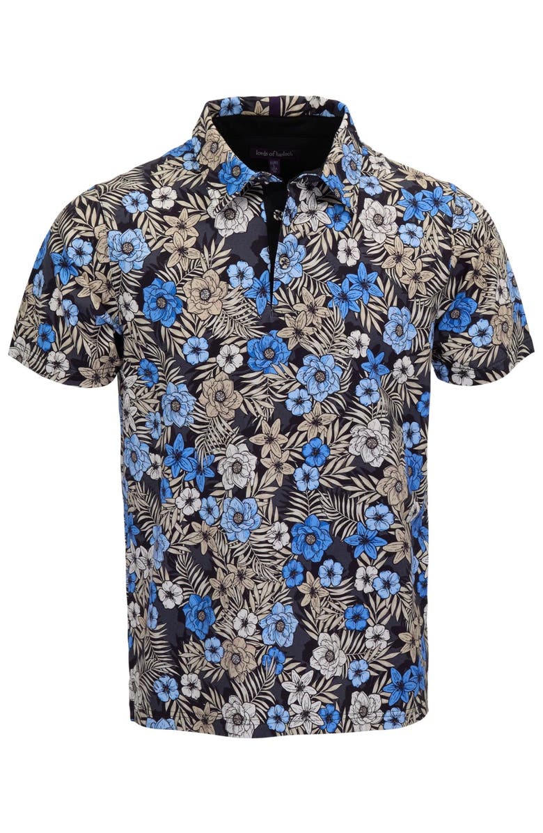 Lords of Harlech Tropical Mix Mens Knit Polo, Alternate, color, Tropical Mix Black