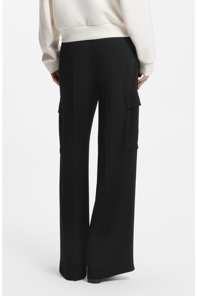 Tianamia Wide Leg Crepe Cargo Pants, Alternate, color, BLACK
