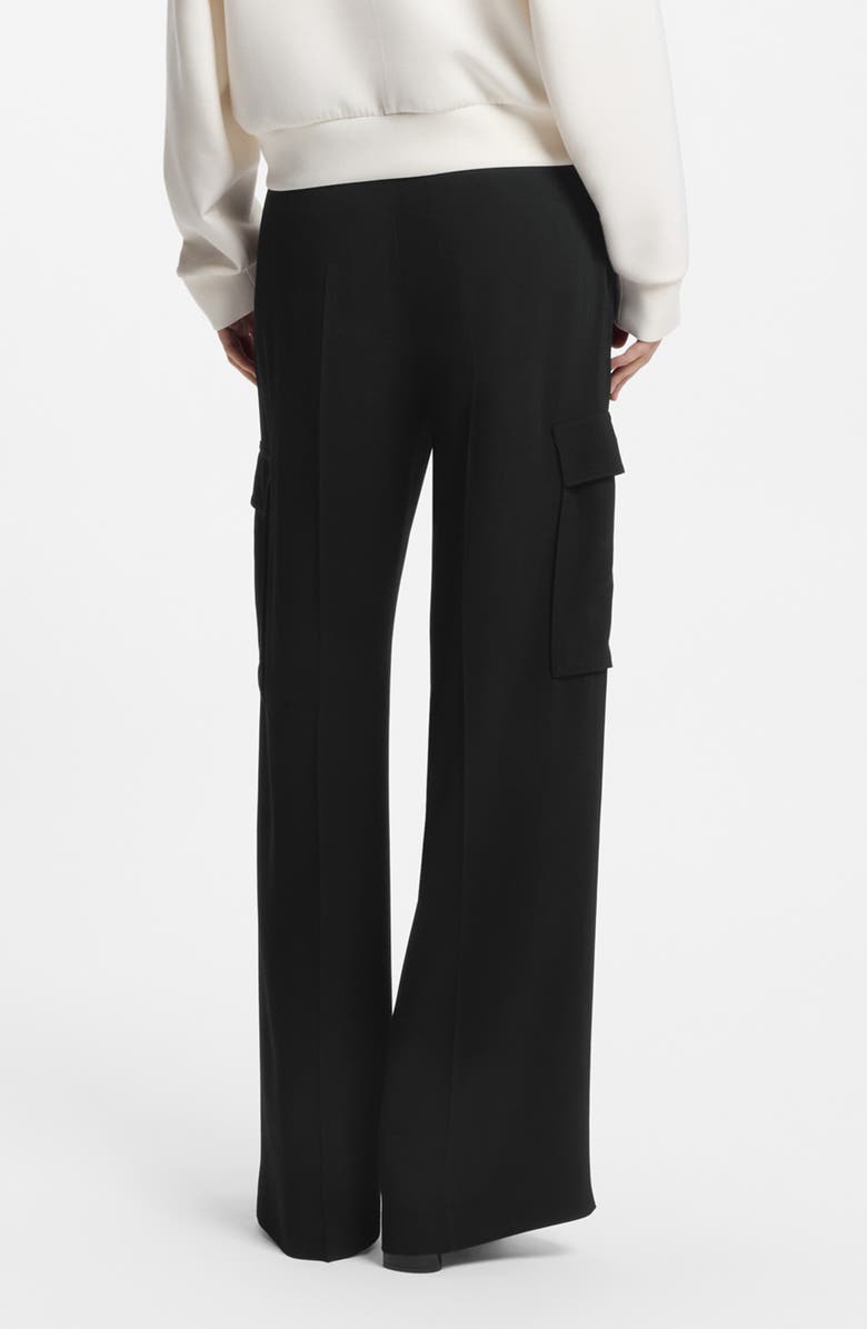 BOSS Tianamia Wide Leg Crepe Cargo Pants, Alternate, color, Black