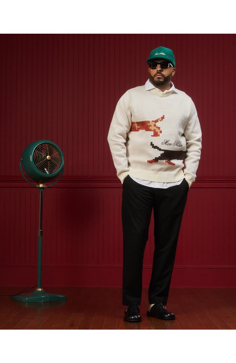 MARC NOLAN Pixel Dogs Crewneck Sweater - Unisex, Alternate, color, Cream-Colored