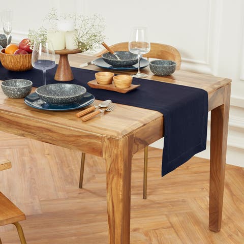 Linen Table Runner for Dining Table, Holiday and Everyday Table Decor - Medium Weight Hemstitch