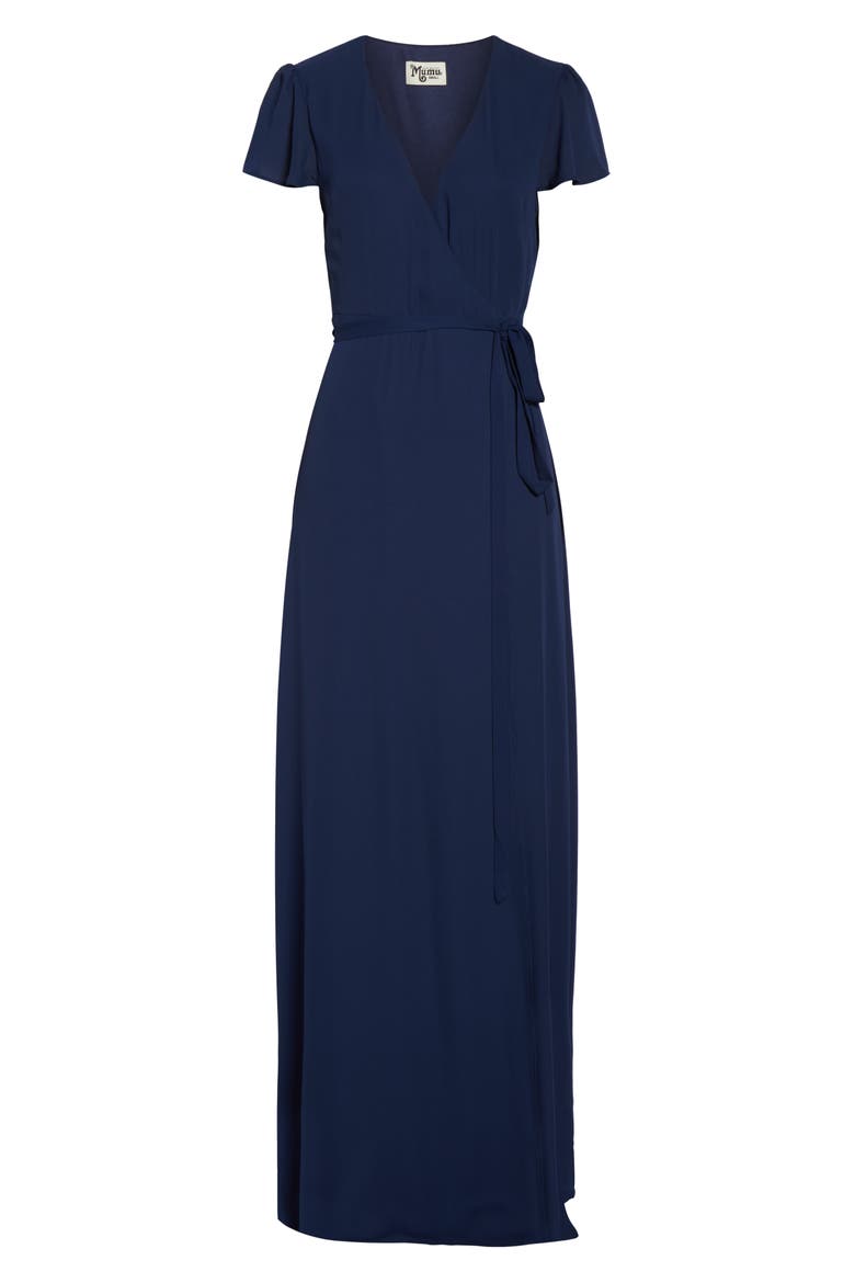 Noelle Wrap Dress, Alternate, color, RICH NAVY CRISP