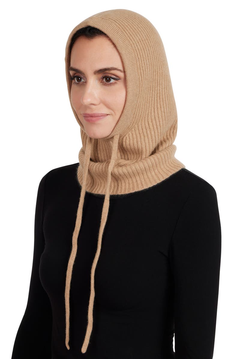 Amicale Cashmere Rib Knit Hood, Alternate, color, Camel