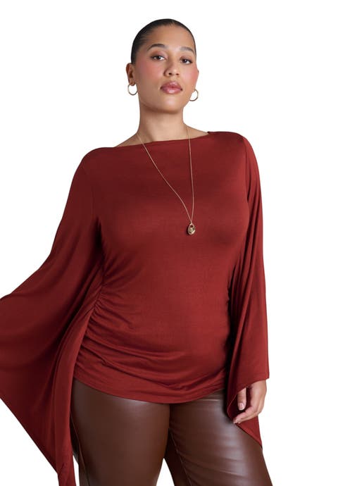 Dramatic Sleeve Shirred Top