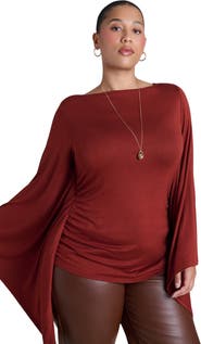 ELOQUII Dramatic Sleeve Shirred Top