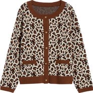 Tahari ASL Leopard Jacquard Cardigan