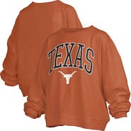 PRESSBOX Women's Pressbox Texas Orange Texas Longhorns Janise Arch Over Logo Waist Length Oversized Pullover Sweatshirt