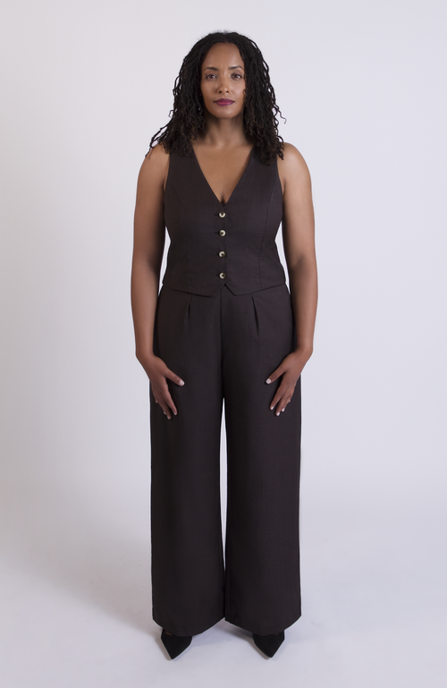 Aam The Label The Wool Wide Leg Pant For Full Hips And Thighs In Brown