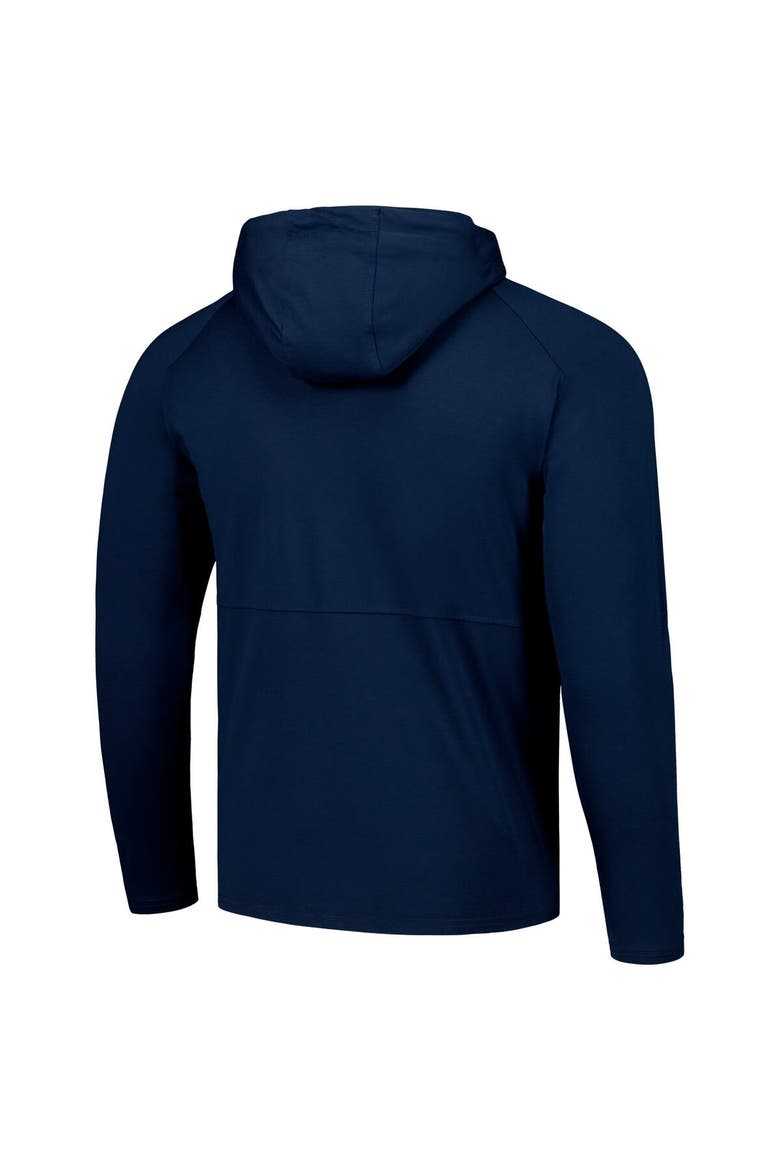 Men's Antigua Heather Navy Tampa Bay Lightning Spikes Raglan Quarter-Zip Hoodie, Alternate, color, Navy