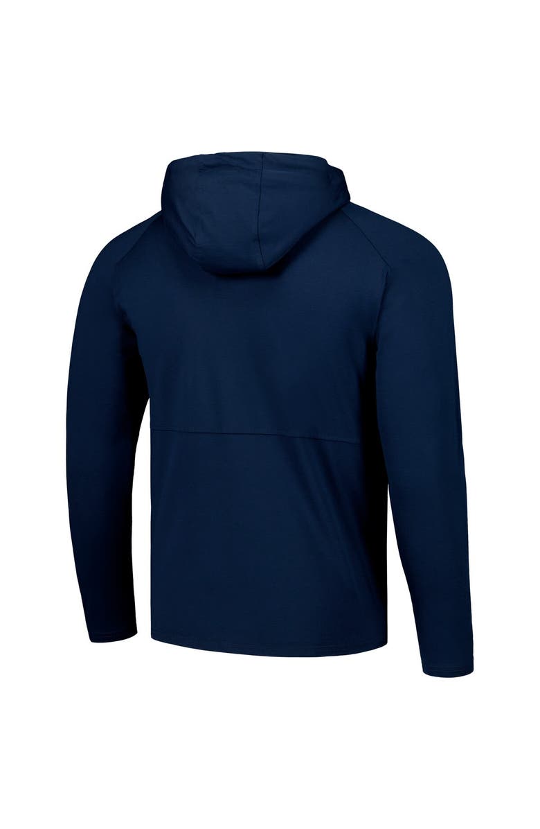 ANTIGUA Men's Antigua Heather Navy Tampa Bay Lightning Spikes Raglan Quarter-Zip Hoodie, Alternate, color,