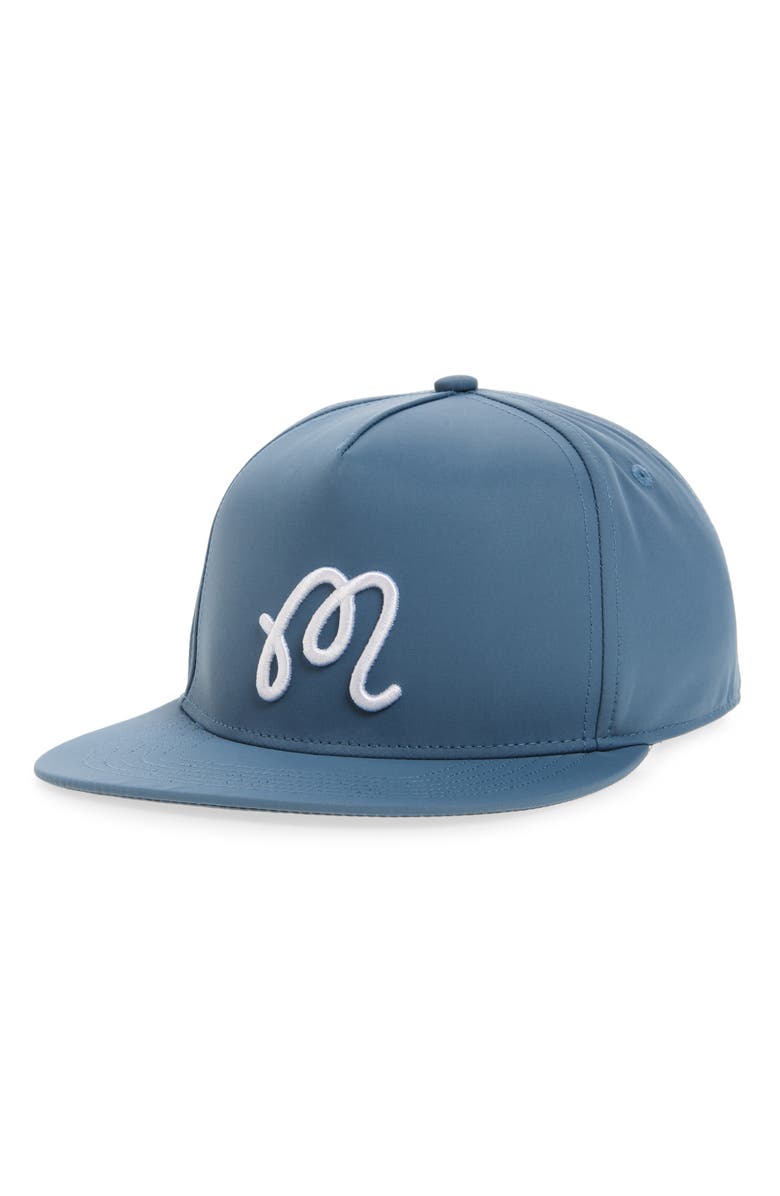MALBON M Logo Snapback Hat, Main, color, Aegean Blue