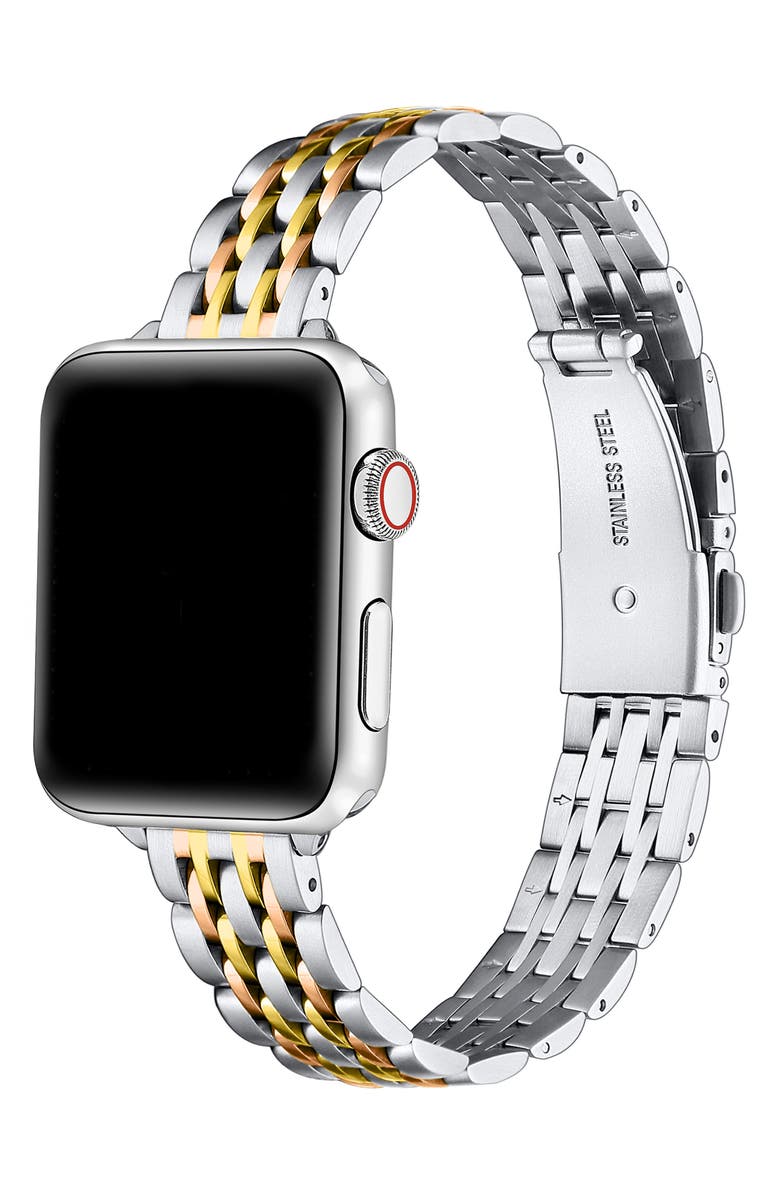Posh Tech Rainey Tricolor Apple Watch<sup>®</sup> Bracelet Watchband, Alternate, color, Silver/ Gold/ Rose Gold