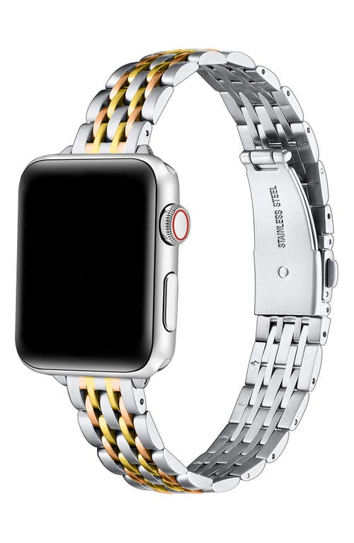 The Posh Tech Rainey Tricolor Apple Watch® Bracelet Watchband In Silver/gold/rose Gold