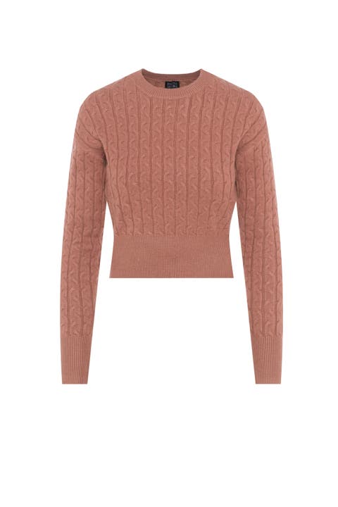 Cable Knit Ribbed Cuffs Sweater