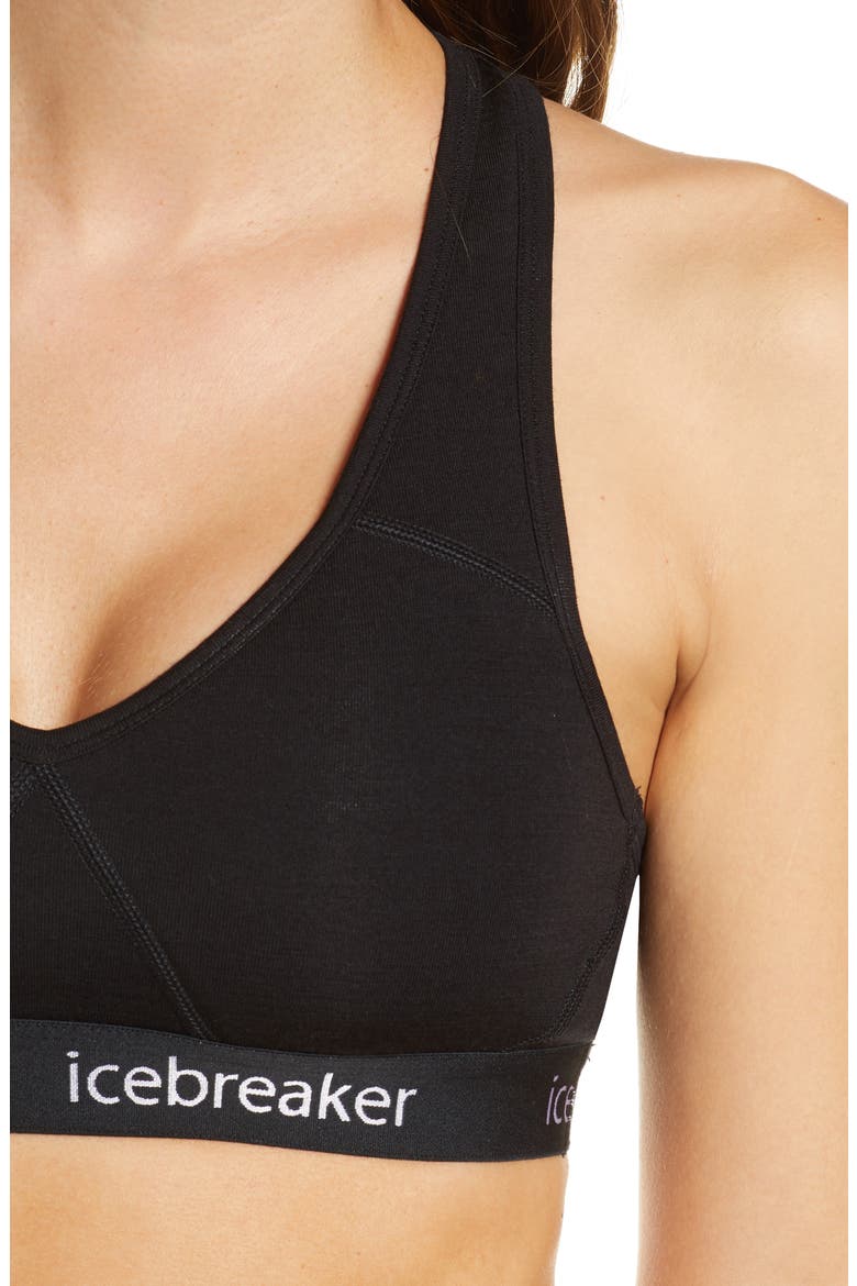 Sprite Wool Blend Racerback Sports Bra, Alternate, color, BLACK