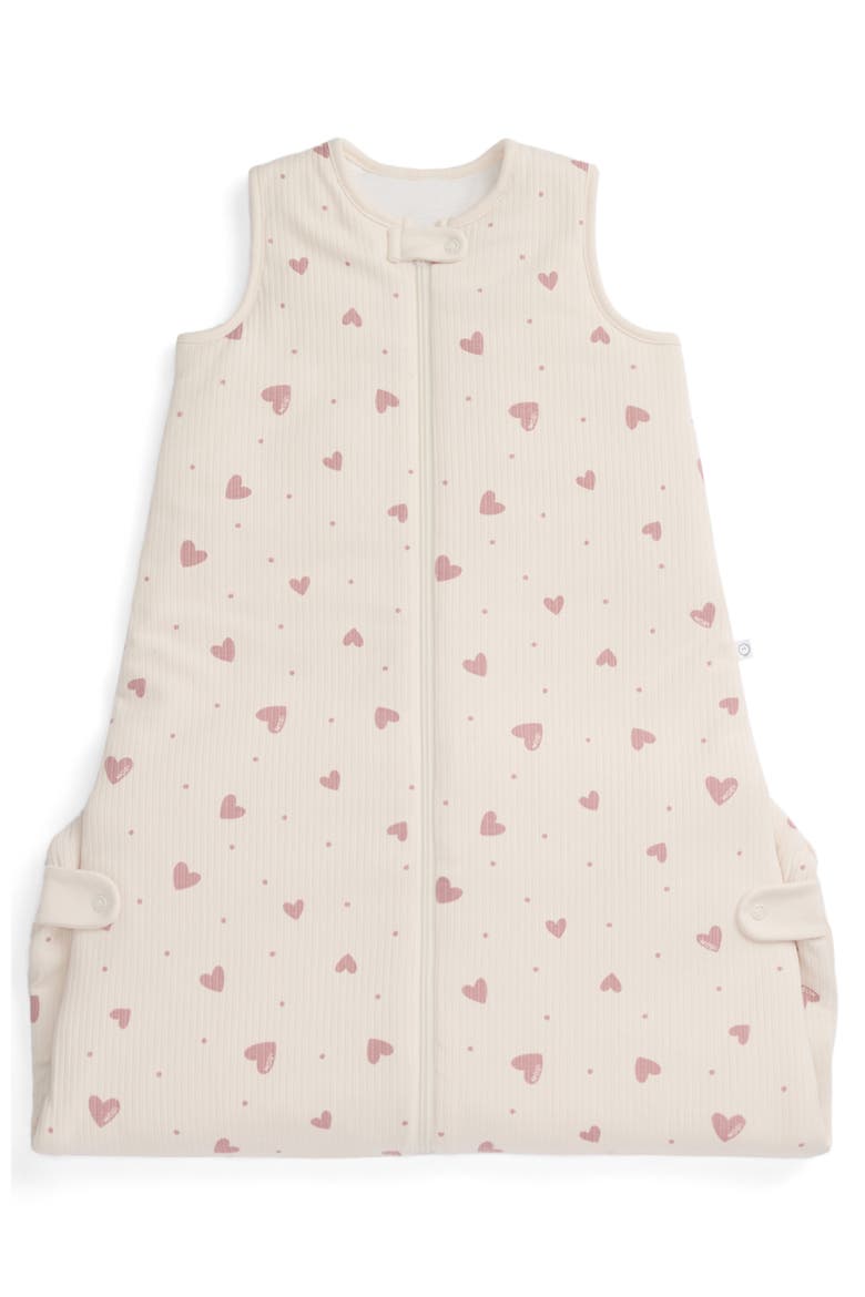Ribbed Front Opening Sleeping Bag 1.5 Tog, Alternate, color, Hearts Gardenia & Misty Rose