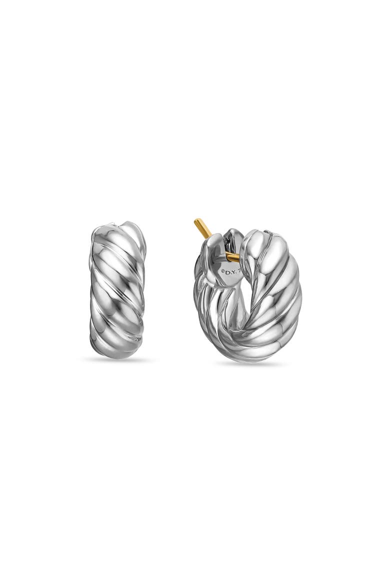 Sculpted Cable Hoop Earrings in Sterling Silver, Main, color, STERLING SILVER