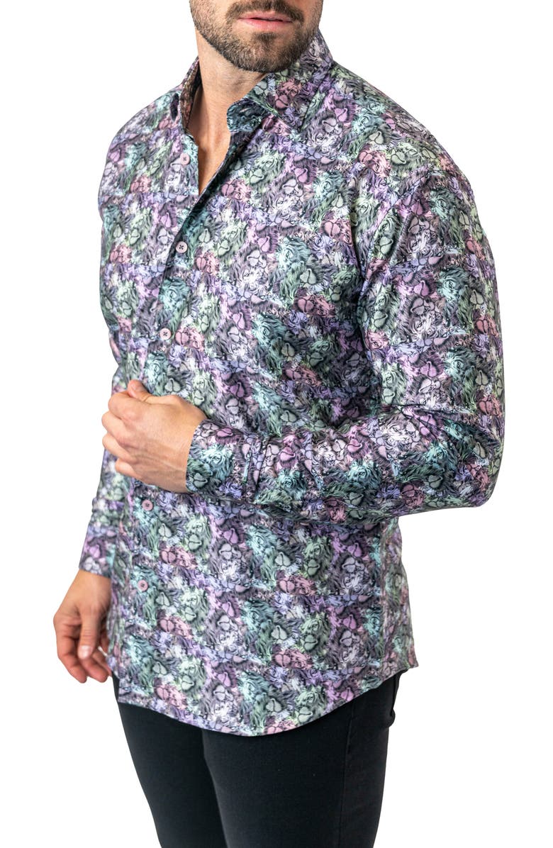 Maceoo Fibonacci Stretchlionmini Multi Performance Button-Up Shirt, Alternate, color, 
