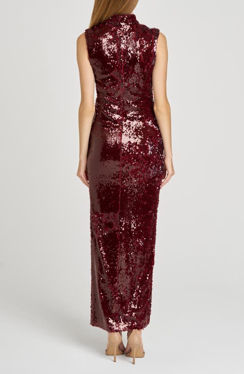 Wayf Ivy Sequin Mock Neck Sleeveless Sheath Cocktail Dress In Burgundy