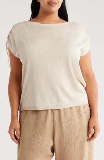 MAX STUDIO Ruched Shoulder Cap Sleeve Sweater