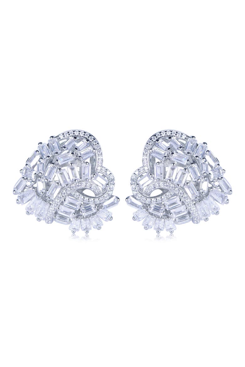 Cubic Zirconia Cluster Heart Stud Earrings, Main, color, WHITE